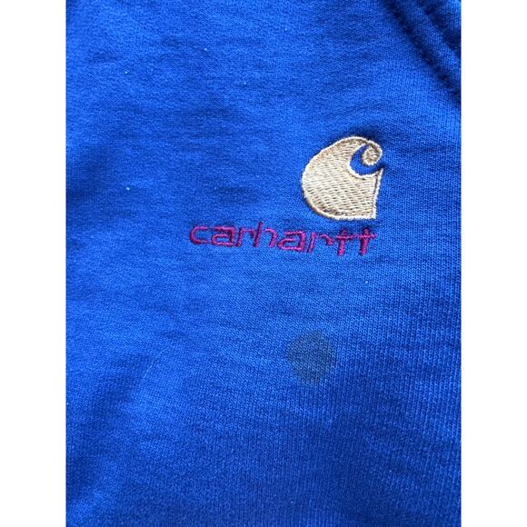 VTG Carhartt Thermal Lined Faded Blue Embroider Logo M Zip Hoodie Sweat Jacket - Picture 4 of 9